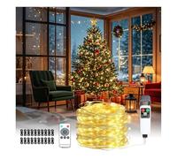 ACONDE Christmas & Halloween Decorations Lights: 20m USB Battery Powered Warm White Fairy Lights with Remote for Families with Young Kids - Indoor-Outdoor Waterproof Light up Tree Porch Garden Shed