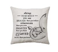 Aconesong Inspirational Gifts Pillow Covers Living Room Decor for Her/Him- Always Remember You Are Braver Than You Believed 18 * 18 In Elephant Throw Pillow Case