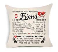 Aconesong The World's Most Awesome Friend Gift for Women Christmas Birthday Decorative Cushion Covers Throw Pillow Cover for Bestie Bff Partner Friendship Keepsake (Friend)