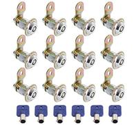 AConnet 12 Pack Cam Locks Keyed Alike with 6 Keys, 1-1/8 Inch (30mm) Tubular Cam Lock 90° File Cabinet Drawer Mailbox RV Door Arcade Cylinder Locks fits on 7/8" Max Panel Thickness