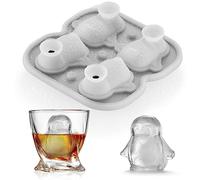 ACOOKEE Penguins Ice Cube Tray Fun Shapes, Odd Novelty Cute Penguin Gifts, 2.2" Large Silicone Whiskey Ice Mold for Cocktails,Bourbon,Brandy, w/Funne