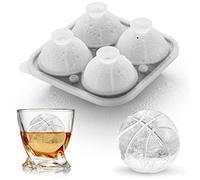 ACOOKEE Silicone Basketball Ice Cube Mold Fun Shapes, Novelty Basketball Gifts, 2.2" Large Craft Round Sphere Ice Ball Molds For Game Day, Whiskey, Cocktails, Bourbon Black