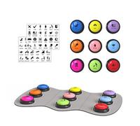 Acools Dog Buttons for Communication, 9 Pcs Recordable Talking Button Set with 30s Voice, Pet Training Buzzer Kit for Dogs and Cats, Waterproof Anti-Slip Mat, 48 Scene Stickers for Outside/Food/Play
