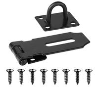Acooruiteng Hasp and Staple Heavy Duty 3 Inch Stainless Steel Door Padlock Hasp Shed Door Latch Hasp Lock Shed Locks and Latches with 9 Screws for Cabinets Drawer Gate Patio Door Garden Gate Black
