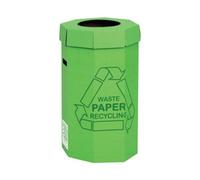 Acorn Green Paper Recycling Bin for Recycled Waste Capacity 60 Litres 360mm x 677mm Ref 402565 (Pack of 5) Made in the UK for a lower carbon footprint