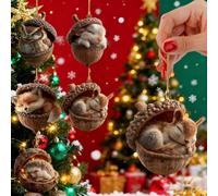 Acorn Dreams Forest Animal Acorn Ornaments, Cozy Woodland Creatures Christmas Ornaments, Forest Animal Farm Holiday Decorations, Personalized Brown Ornaments for Christmas Tree (Set-A 5PC)