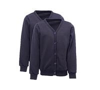 Acorn Fashion 2 Pack Girls School Cardigan Sweatshirt Uniform School Uniform 100% Cotton For Ages 4 to 10 Years, Navy, 6-7 years