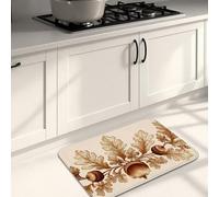 Acorn Kitchen Mats for Floor, Vintage Leaf Pattern Soft Mats, Cushioned Comfort Washable Non Slip Decor Rugs for Kitchen Sinks Laundryroom Bathroom 20x31 Inch