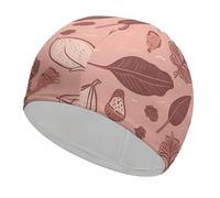 Acorn Leaf Pattern Swim Cap for Adult, Elastic Fabric Swimming Cap, Comfortable Bathing Cap for Long & Short Hair