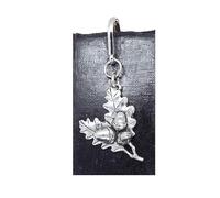 Acorn Oak Leaves Bookmark in Blue Organza Pouch (11cm Silvery Plain stem)