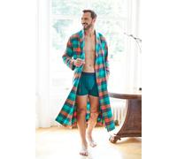 "Acorn Squash" Check Brushed Cotton Dressing Gown British Boxers Dark Green XL