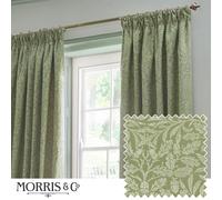 Acorn Tonal Matt Jacquard Room Darkening Pencil Pleat Curtains Morris & Co Green 117cm width x 137cm drop
