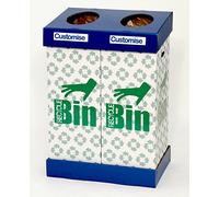 Acorn Tough Office Twin Recycling Bin Customisable with 8 Supplied Labels - 2 x 95 Litres Bin Units - Made in the UK for a lower carbon footprint Ref 802853