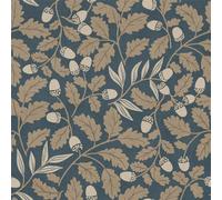 Arthouse Acorn Trail Timeless Oak Leaf Wallpaper for Living Room, Feature Walls, Bedrooms, Cottage Wallcoverings Navy (100360AH)