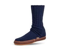 Acorn Unisex Slipper Socks, Flexible Cloud Cushion Footbed with a Suede Sole, Mid-Calf Length, Cobalt Ragg Wool, 9/10 UK