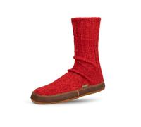 Acorn Unisex Slipper Socks, Flexible Cloud Cushion Footbed with a Suede Sole, Mid-Calf Length, Crimson Ragg Wool, 7.5/8.5 UK