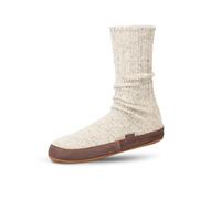Acorn Unisex Slipper Socks, Flexible Cloud Cushion Footbed with a Suede Sole, Mid-Calf Length, Light Grey Ragg Wool, 9.5/10.5 UK