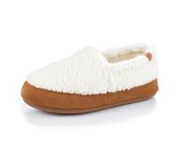 Acorn Women's Moc Slippers with Comfortable Cloud-Like Feel, Soft and Cozy Uppers and Non-Slip Sole, Buff Popcorn, 9/10 UK