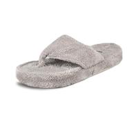 Acorn Women's Spa Thong Slippers with Cloud Contour Comfort - Arch Support and Plush Fluffy Terry Lining, Perfect for Beach, Camping, Poolside, or Bathroom Wear, Grey, 8-9
