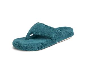 acorn Women's Women's Spa Thong With Premium Memory Foam Slipper, Peacock, 6 7 UK