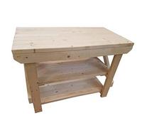 ACORN Wooden Workbench With Double Shelf - Handmade Heavy Duty Work Table - Made From Construction Grade Timber (7ft)