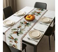 Acorns Oak Leaves Table Runner, Rustic Vintage Autumn Farmhouse Kitchen Dining Decor for Thanksgiving Holiday Gatherings 13x72 Inch
