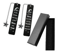 ACOTAR Inspirational Metal Bookmark Set- Vintage Moon/Star Design with Inspirational Quotes, Chain Pendant & Gift Box - Durable Bookmarks for Book Lovers, Literary Gifts & Reading Decor (Set C)