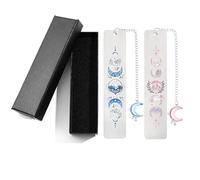 ACOTAR Inspirational Metal Bookmark Set- Vintage Moon/Star Design with Inspirational Quotes, Chain Pendant & Gift Box - Durable Bookmarks for Book Lovers, Literary Gifts & Reading Decor (Set A)