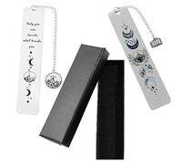 ACOTAR Inspirational Metal Bookmark Set- Vintage Moon/Star Design with Inspirational Quotes, Chain Pendant & Gift Box - Durable Bookmarks for Book Lovers, Literary Gifts & Reading Decor (Set D)