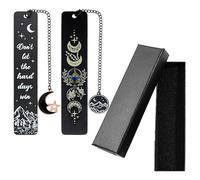 ACOTAR Inspirational Metal Bookmark Set- Vintage Moon/Star Design with Inspirational Quotes, Chain Pendant & Gift Box - Durable Bookmarks for Book Lovers, Literary Gifts & Reading Decor (Set B)