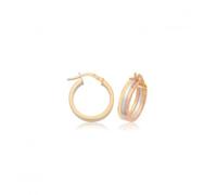Acotis Gold Jewellery 9ct Tri-Color Gold Hoop Earrings ER1215 - Refined Craftsmanship - Size 15mm - Gold / Rose Gold