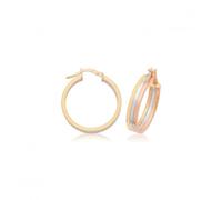 Acotis Gold Jewellery 9ct Tri-Color Gold Hoop Earrings ER1215 - Refined Craftsmanship - Size 20mm - Gold / Rose Gold