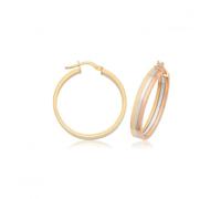 Acotis Gold Jewellery 9ct Tri-Color Gold Hoop Earrings ER1215 - Refined Craftsmanship - Size 25mm - Gold / Rose Gold