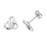 Acotis Gold Jewellery 9ct White Gold Zirconia Celtic Stud Earrings ES439W - Refined