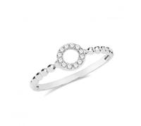 Acotis Gold Jewellery 9ct White Gold Zirconia Circle Bobble Ring RN976W - Elegant - Size M