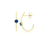 Acotis Gold Jewellery 9ct Yellow Gold Coloured Single Zirconia Half Hoop Oval Studs