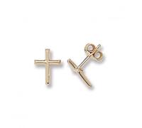 Acotis Gold Jewellery 9ct Yellow Gold Cross Stud Earrings ER101 - Modern Style |