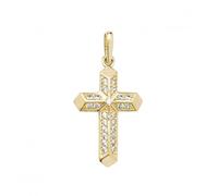 Acotis Gold Jewellery 9ct Yellow Gold Cross Zirconia Pendant PN066 - Modern Style |