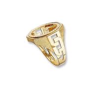 Acotis Gold Jewellery 9ct Yellow Gold Half Sov Curb Sides Coin Mount Ring RN355H - - Size X