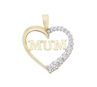 Acotis Gold Jewellery 9ct Yellow Gold Heart Mum Zirconia Pendant PN1020 - Modern Style