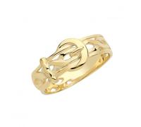 Acotis Gold Jewellery 9ct Yellow Gold Mens Engraved Buckle Ring RN230 - Size P
