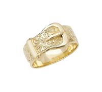 Acotis Gold Jewellery 9ct Yellow Gold Mens Engraved Buckle Ring RN232 - Signature - Size Q