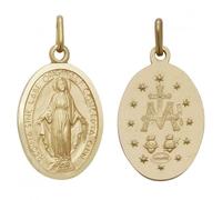 Acotis Gold Jewellery 9ct Yellow Gold Miraculous Dbl Sided Oval Pendant PN167 -