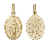 Acotis Gold Jewellery 9ct Yellow Gold Miraculous Dbl Sided Oval Pendant PN168 -