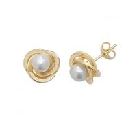 Acotis Gold Jewellery 9ct Yellow Gold Pearl Orbital Stud Earrings ES370 - Distinctive