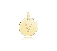 Acotis Gold Jewellery 9ct Yellow Gold Round Plain Initial Pendant PN1280/V - Modern
