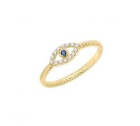 Acotis Gold Jewellery 9ct Yellow Gold Zirconia Evil Eye Ring RN1662 - Contemporary - Size K