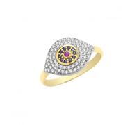 Acotis Gold Jewellery 9ct Yellow Gold Zirconia Evil Eye Ring RN948 - Contemporary - Size M