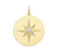 Acotis Gold Jewellery 9ct Yellow Gold Zirconia Northern Star Disk Pendant PN1237 -
