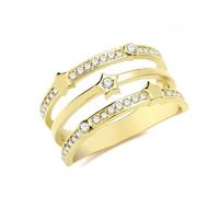 Acotis Gold Jewellery Gold Jewellery 9ct Yellow Gold 3-Band Zirconia Star Ring RN974 - Size P